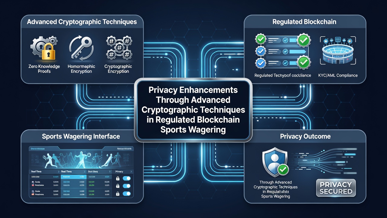 Darstellung eines sicheren Blockchain-Netzwerks mit Fokus auf fortgeschrittene Verschlüsselung in Sportwettsystemen